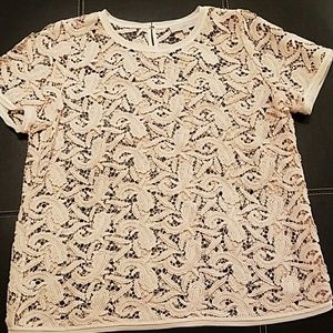 Loft. Lace top. Short sleeve